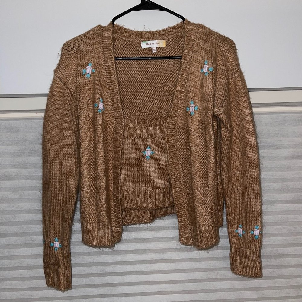 Rust Floral Crop Top/Sweater